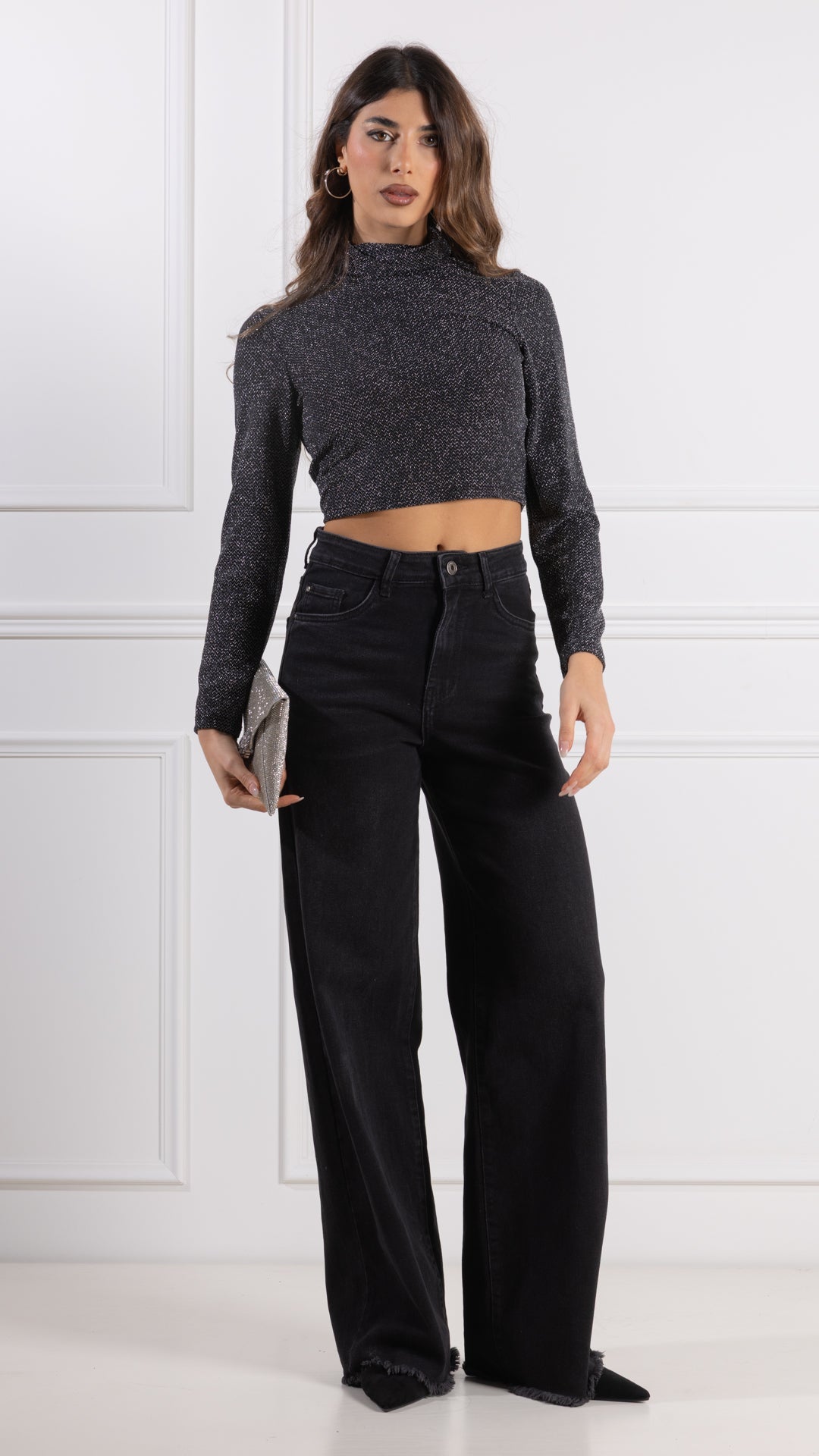 Jersey cuello alto lurex