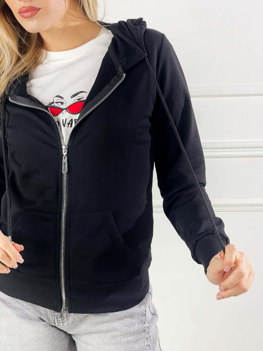 Sudadera básica con capucha y cremallera