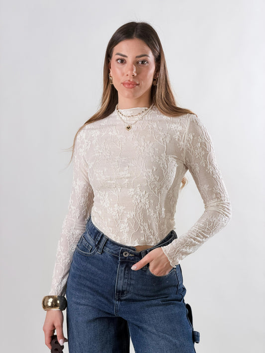 Jersey crop de encaje