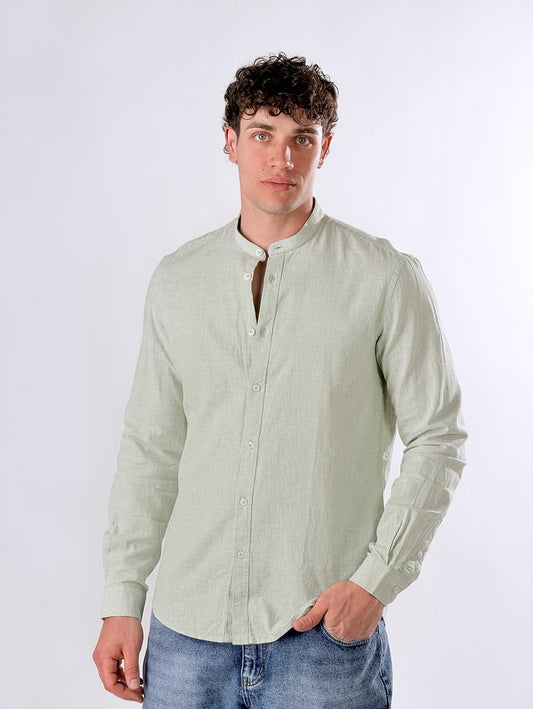 Camisa cuello coreano de micro-cuadros