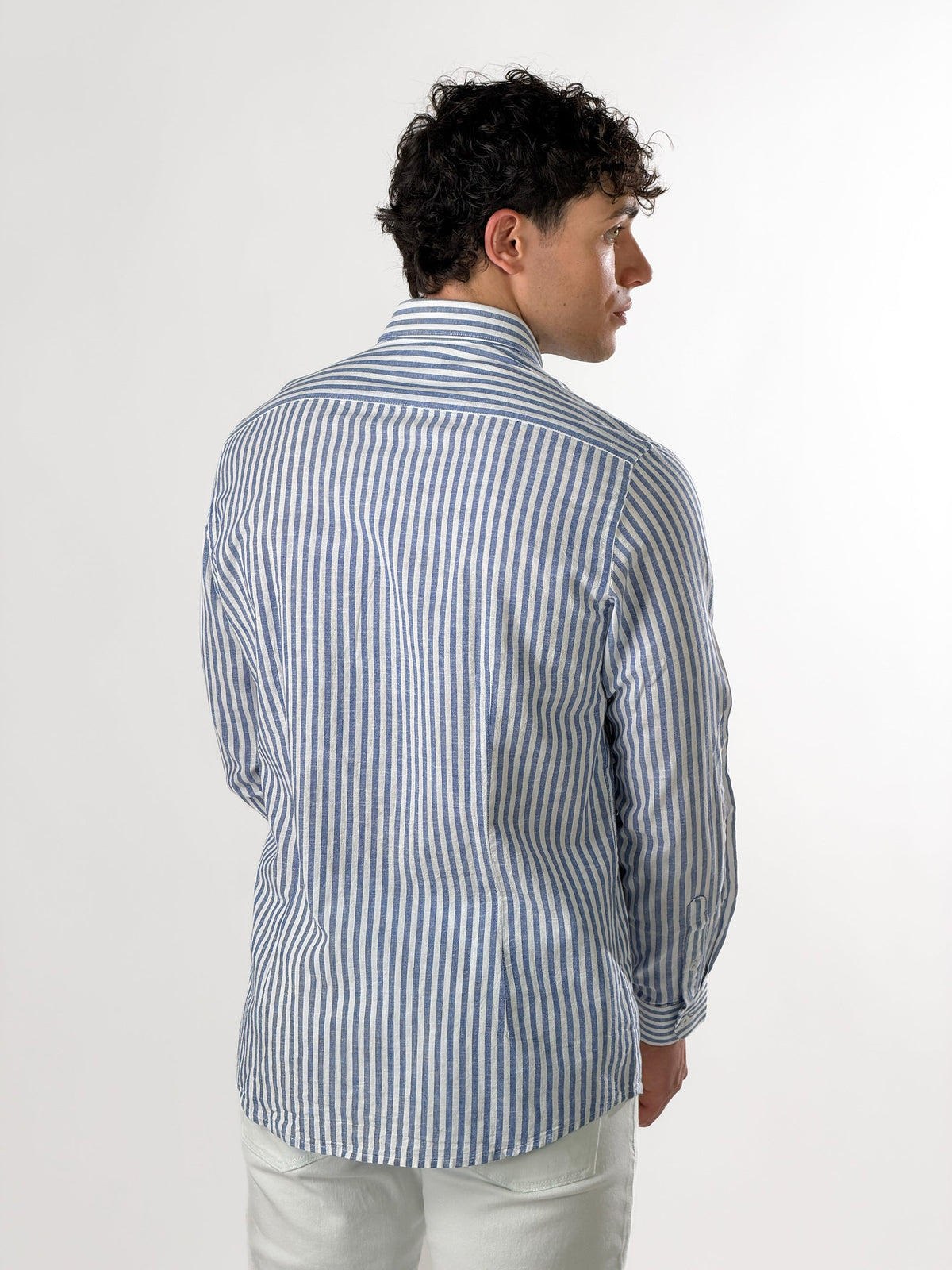 Camisa de rayas grandes mezcla de lino