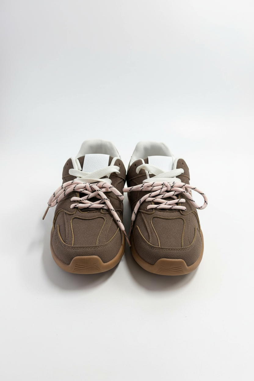 Zapatillas vintage con cordones rosas