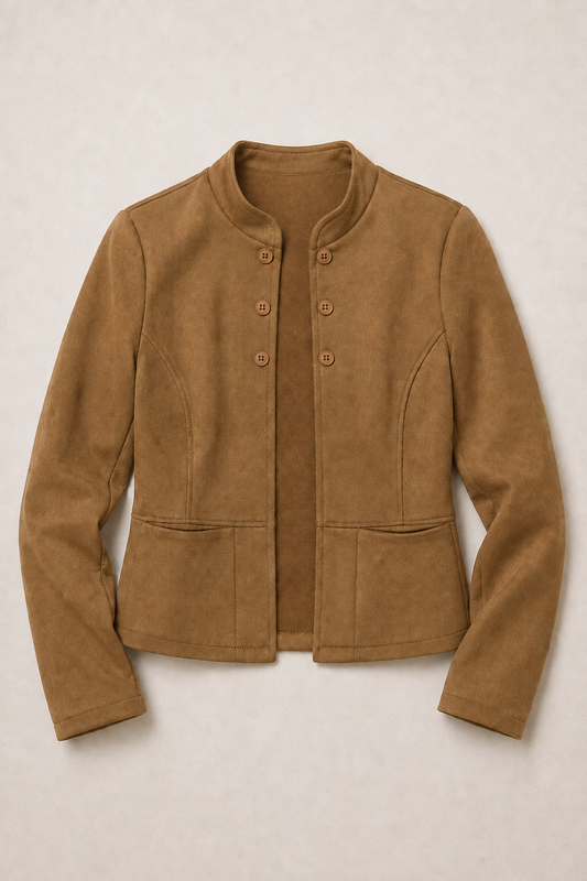 Chaqueta efecto ante con cuello coreano