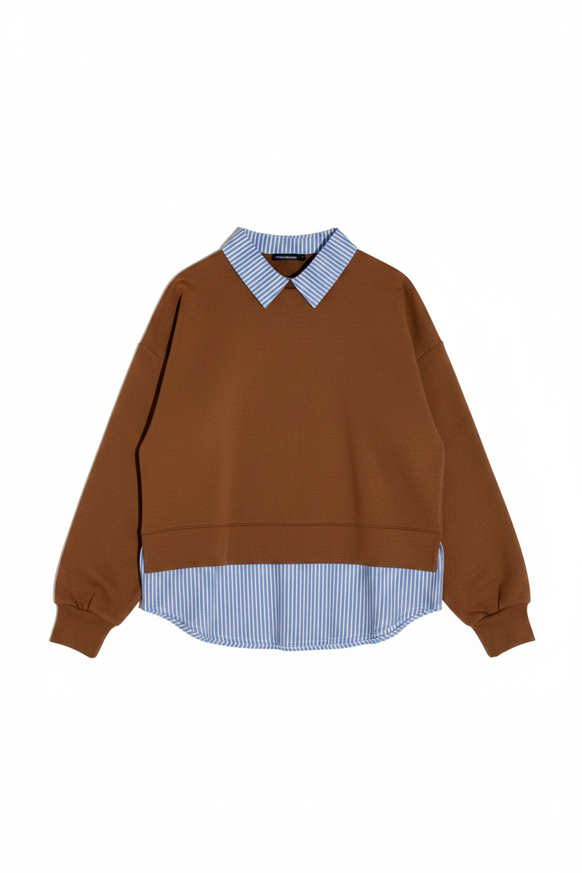 Jersey con inserto de camisa a rayas