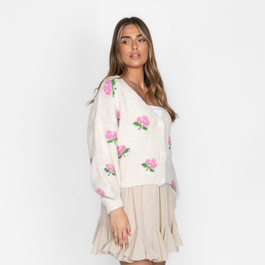 Cárdigan Holgado con Rosas