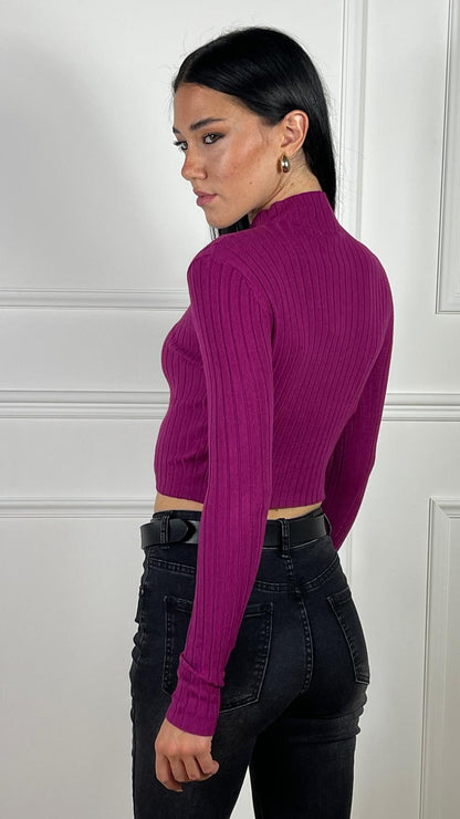 Jersey crop de cuello alto