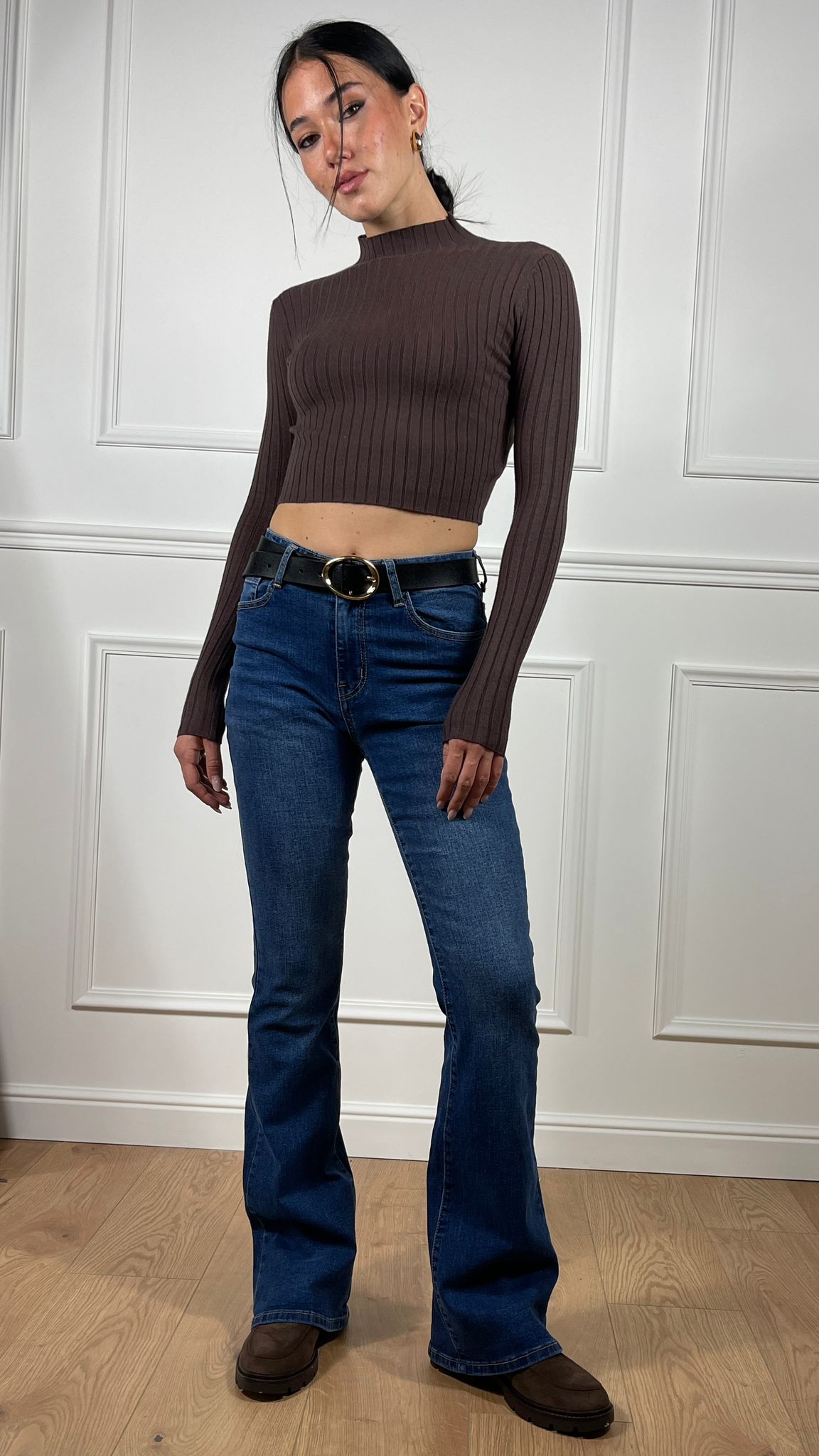 Jersey crop de cuello alto