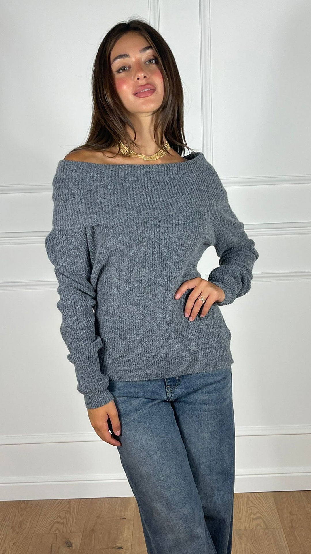 Maxi jersey escote barco