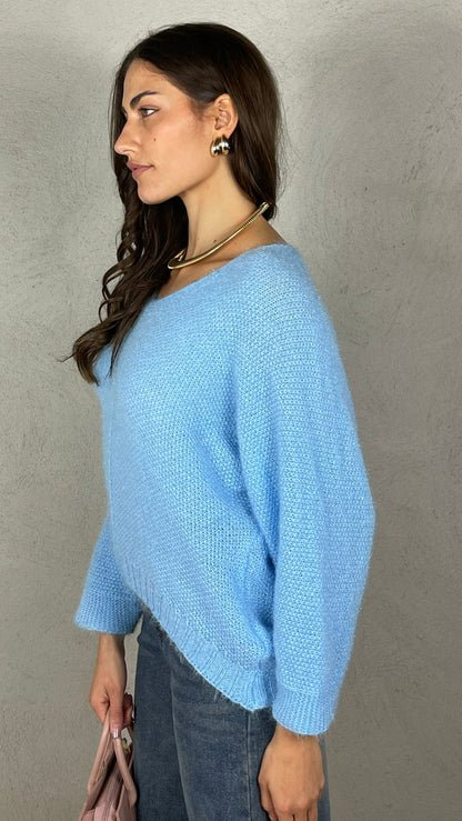 Jersey efecto mohair escote en V