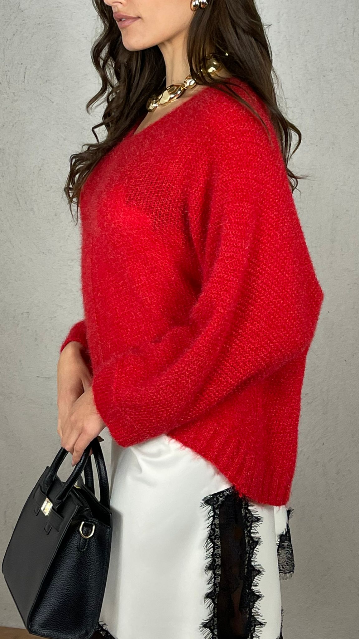 Jersey efecto mohair escote en V