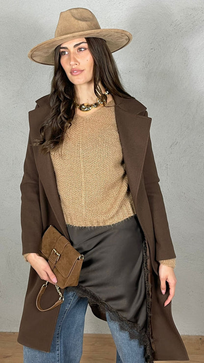 Jersey efecto mohair escote en V