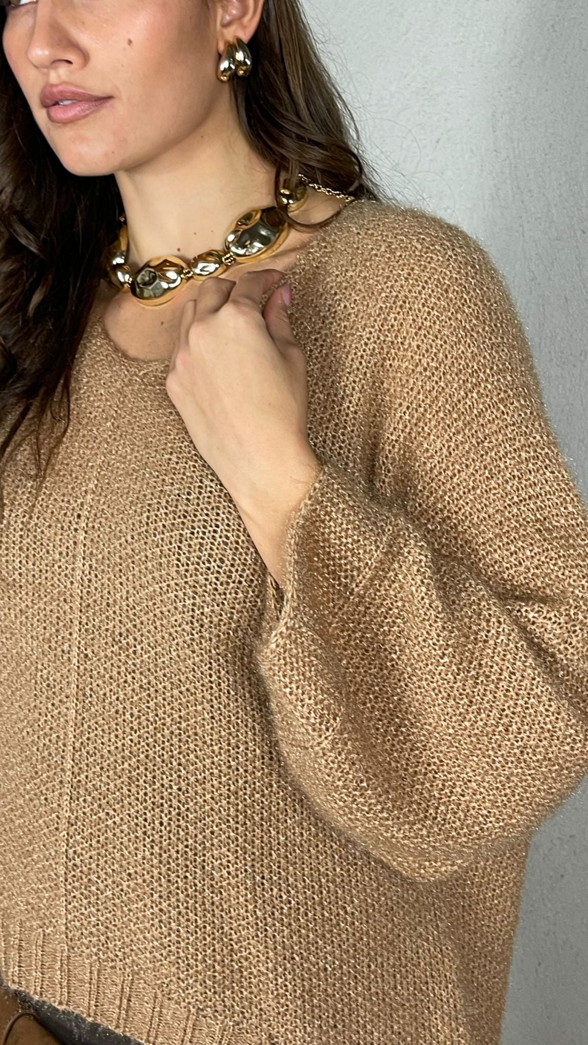 Jersey efecto mohair escote en V