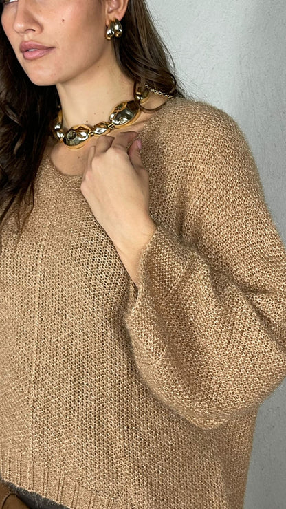 Jersey efecto mohair escote en V