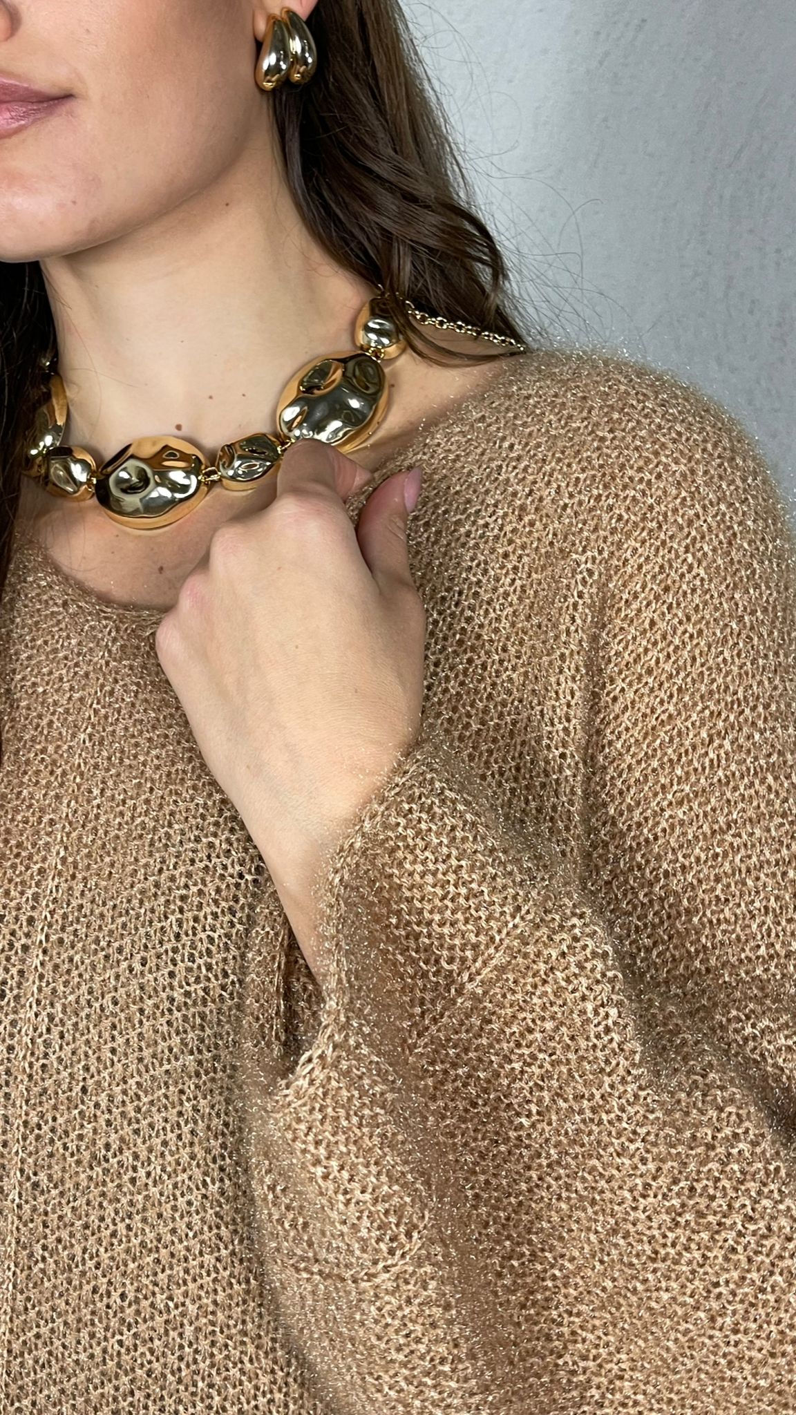 Jersey efecto mohair escote en V