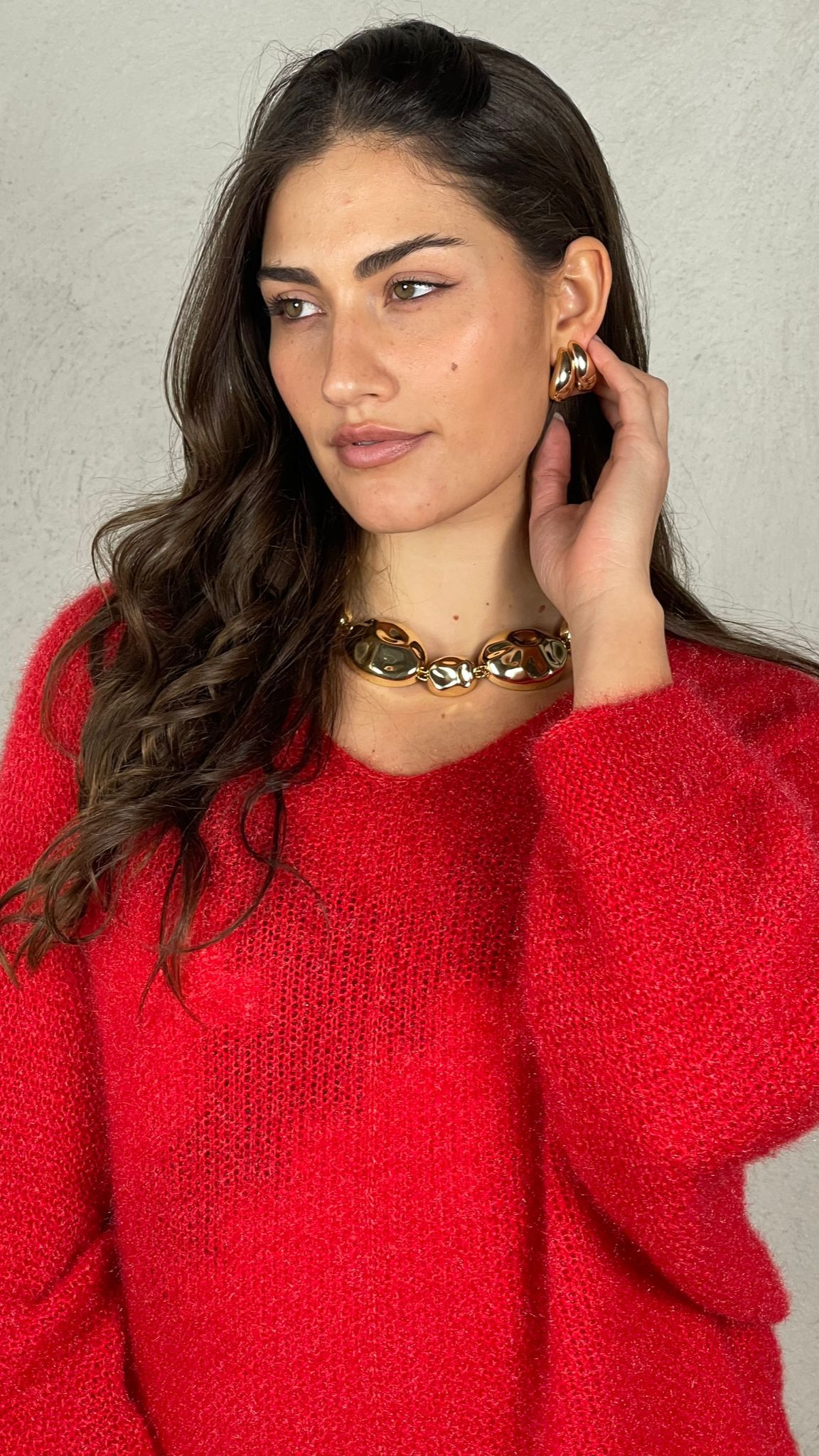 Jersey efecto mohair escote en V