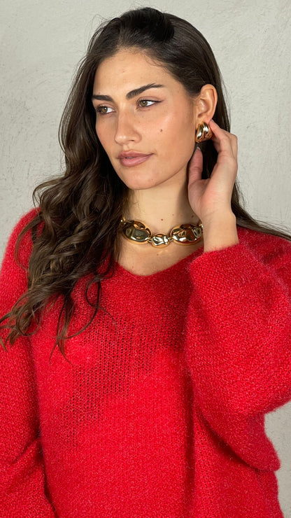 Jersey efecto mohair escote en V