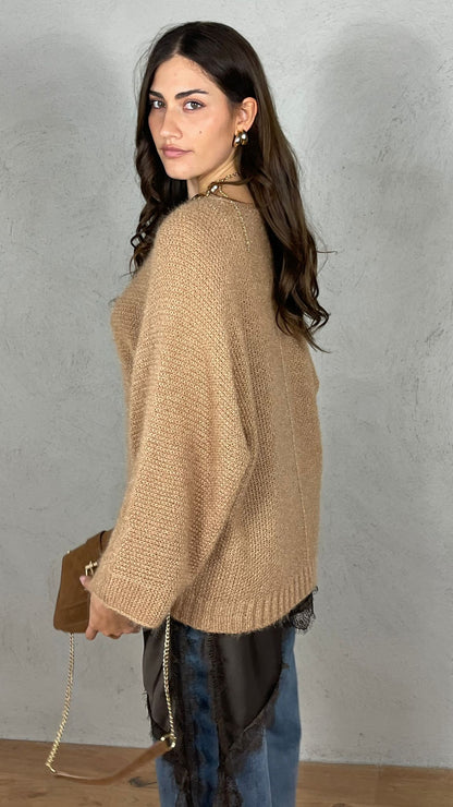 Jersey efecto mohair escote en V