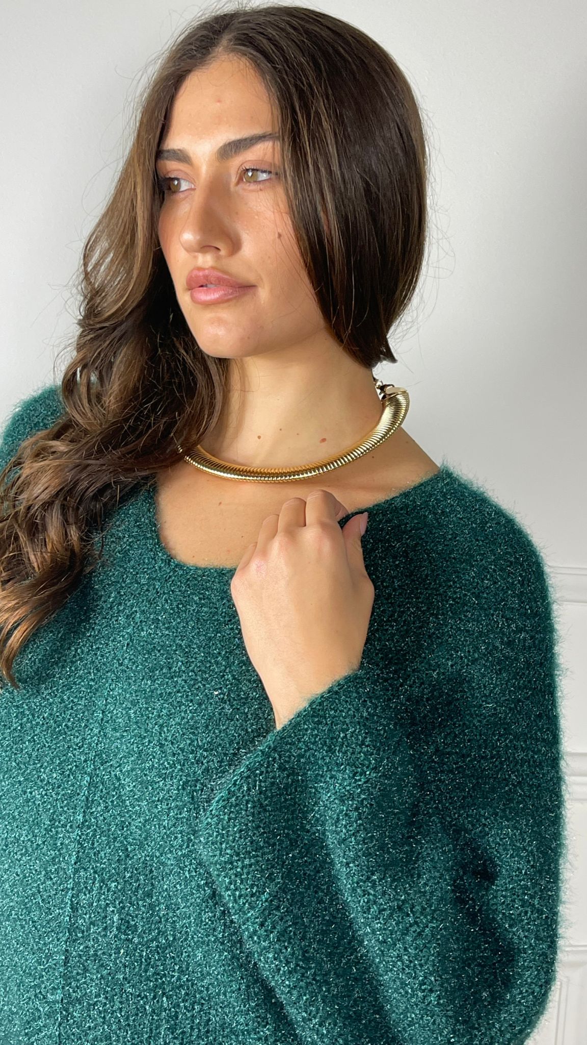 Jersey efecto mohair escote en V