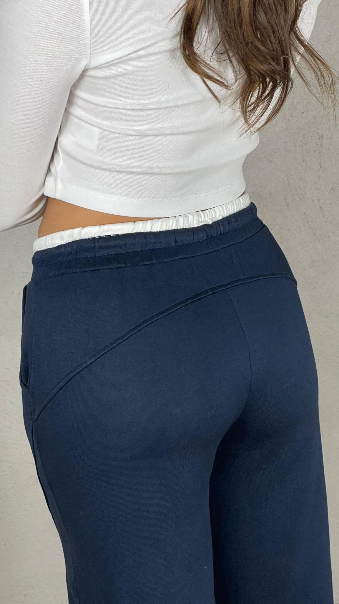 Pantalón felpa efecto doble corsé