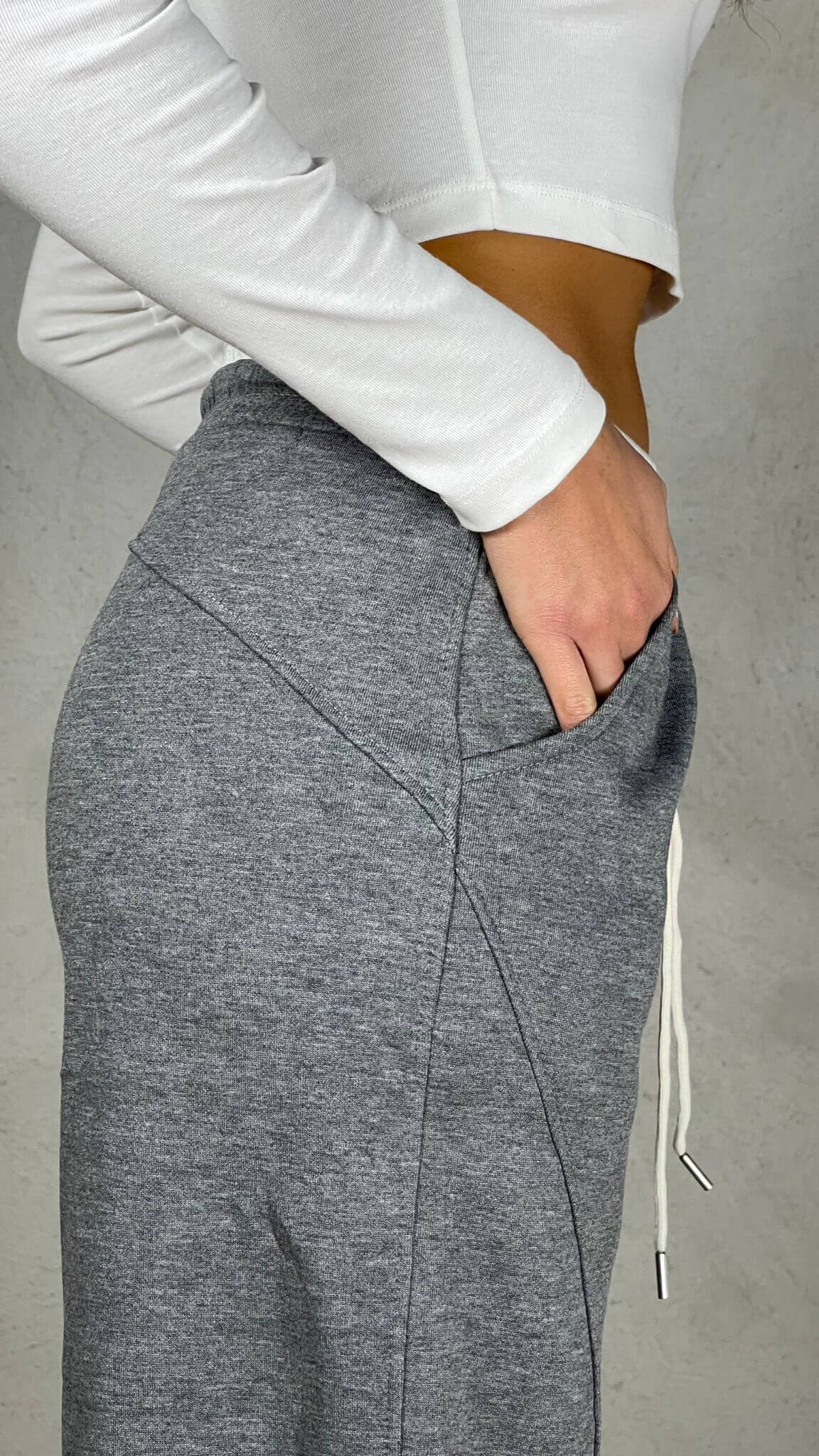 Pantalón felpa efecto doble corsé