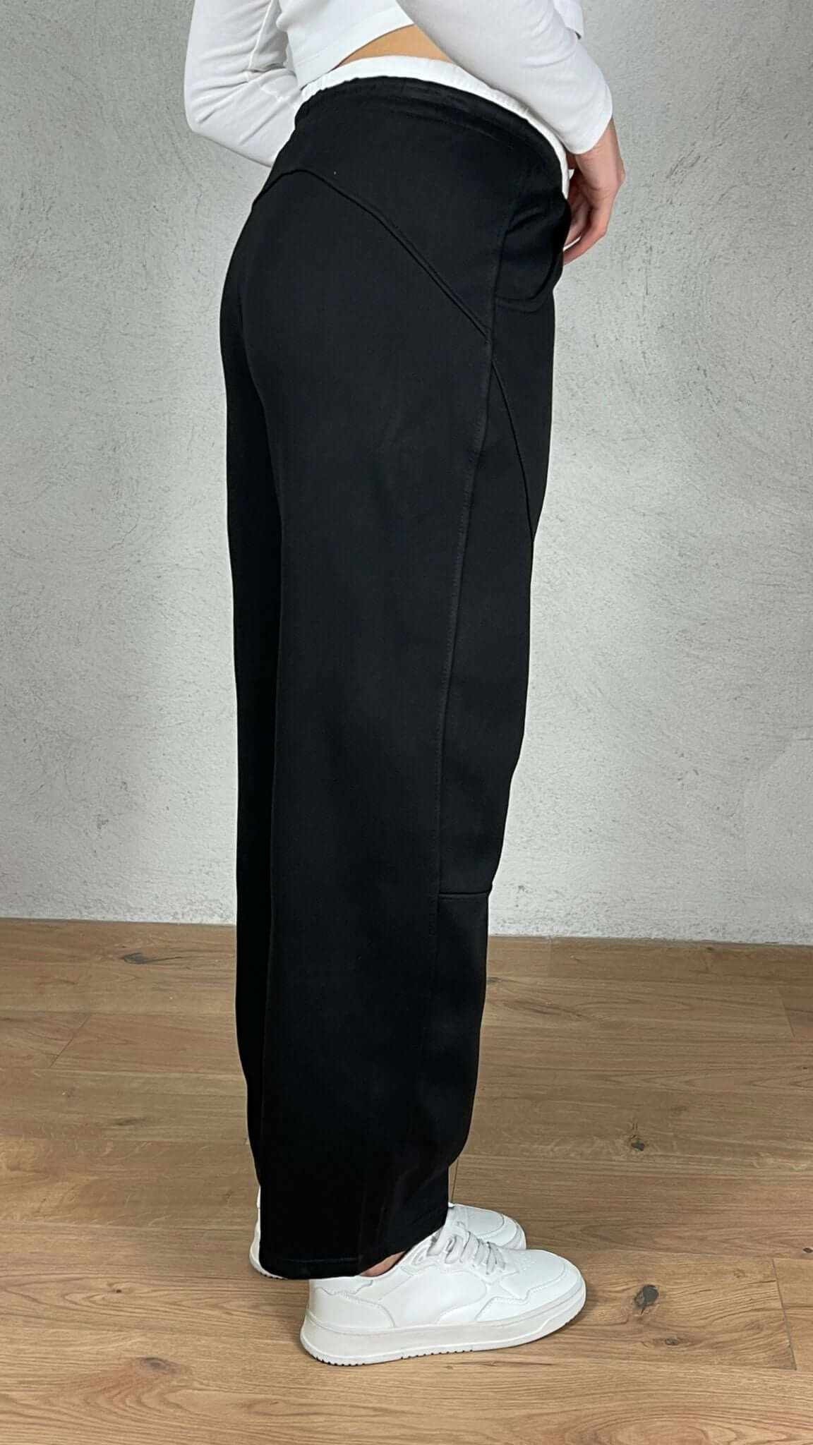 Pantalón felpa efecto doble corsé