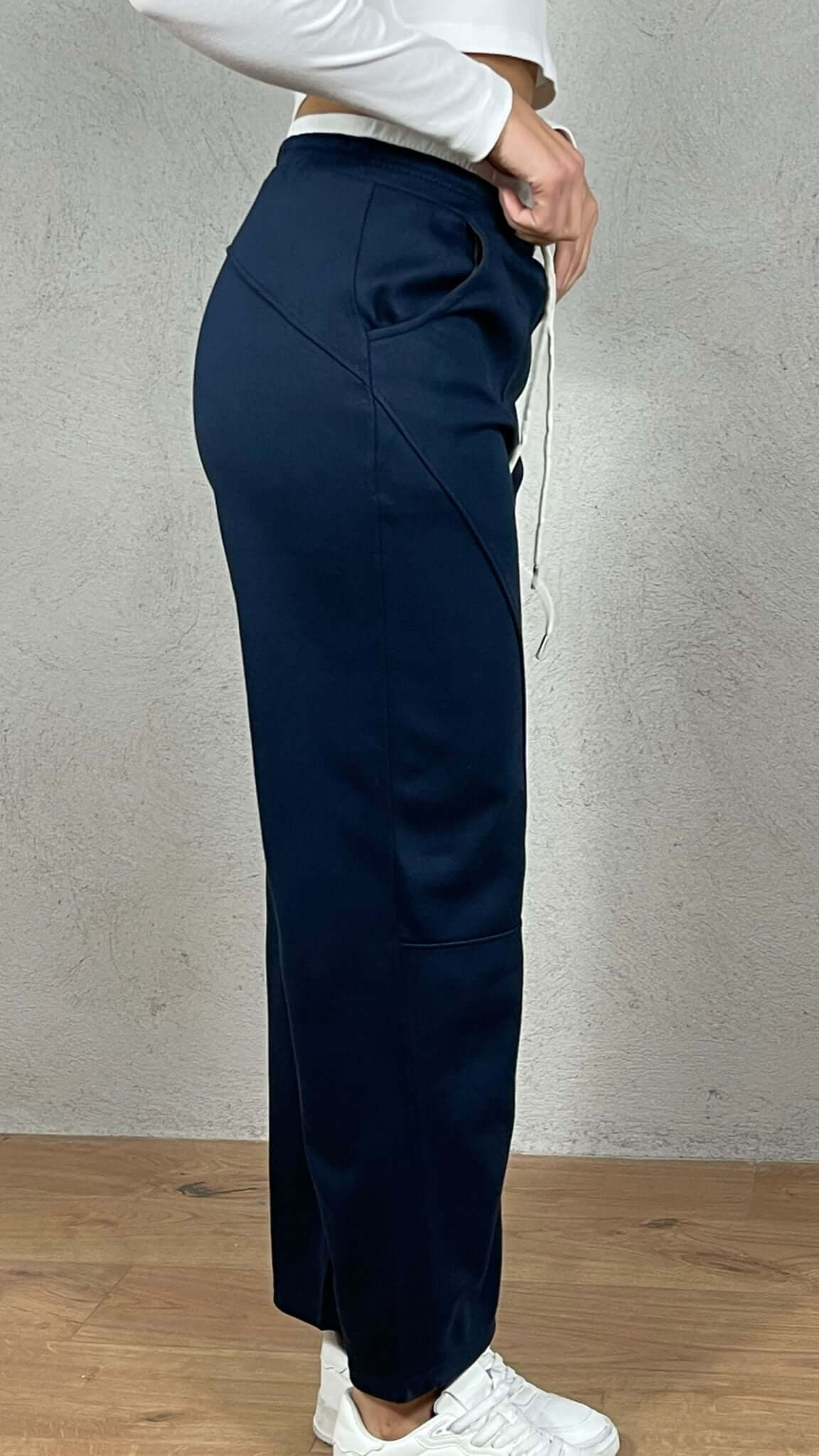 Pantalón felpa efecto doble corsé