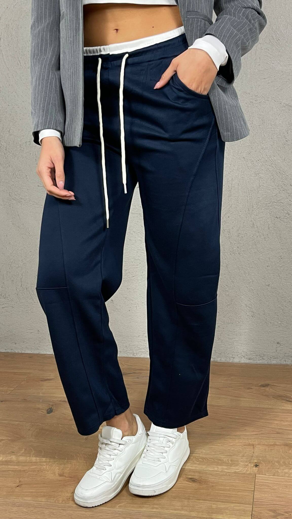 Pantalón felpa efecto doble corsé