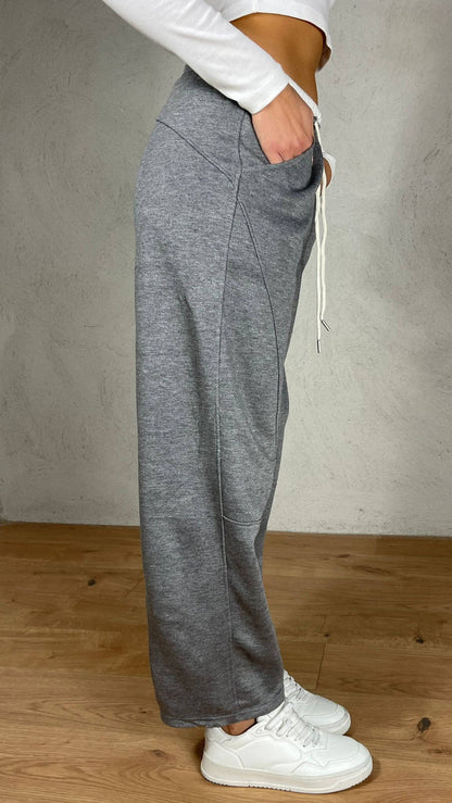 Pantalón felpa efecto doble corsé