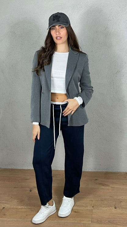 Pantalón felpa efecto doble corsé