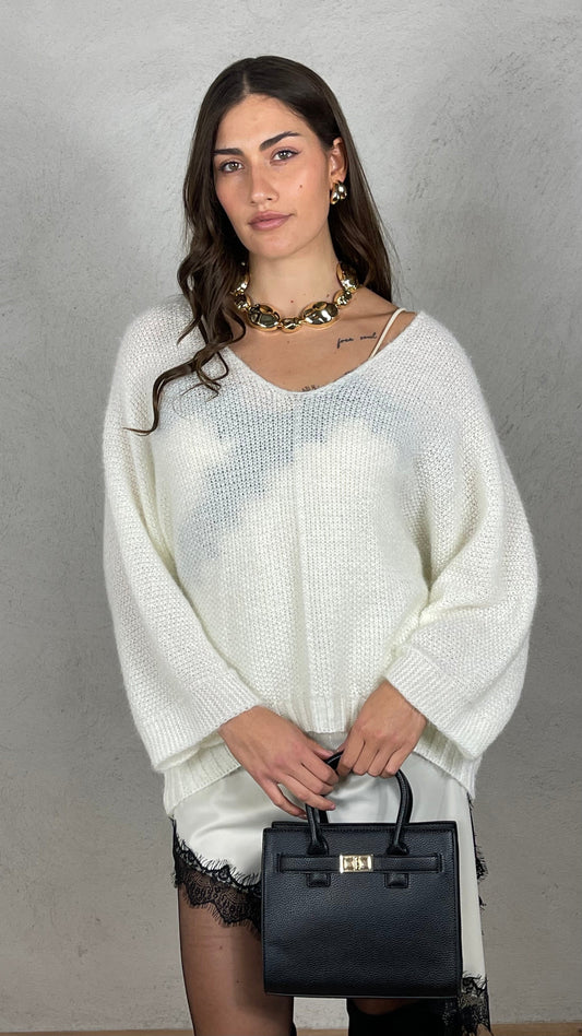 Jersey efecto mohair escote en V