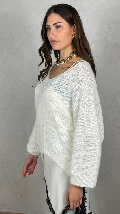 Jersey efecto mohair escote en V