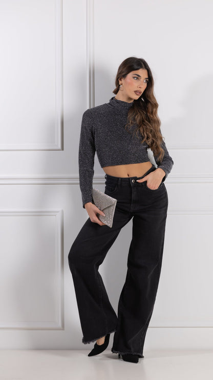 Jersey cuello alto lurex