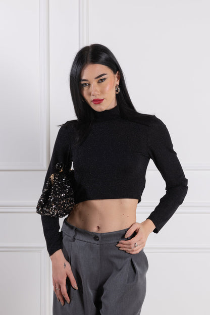 Jersey cuello alto lurex