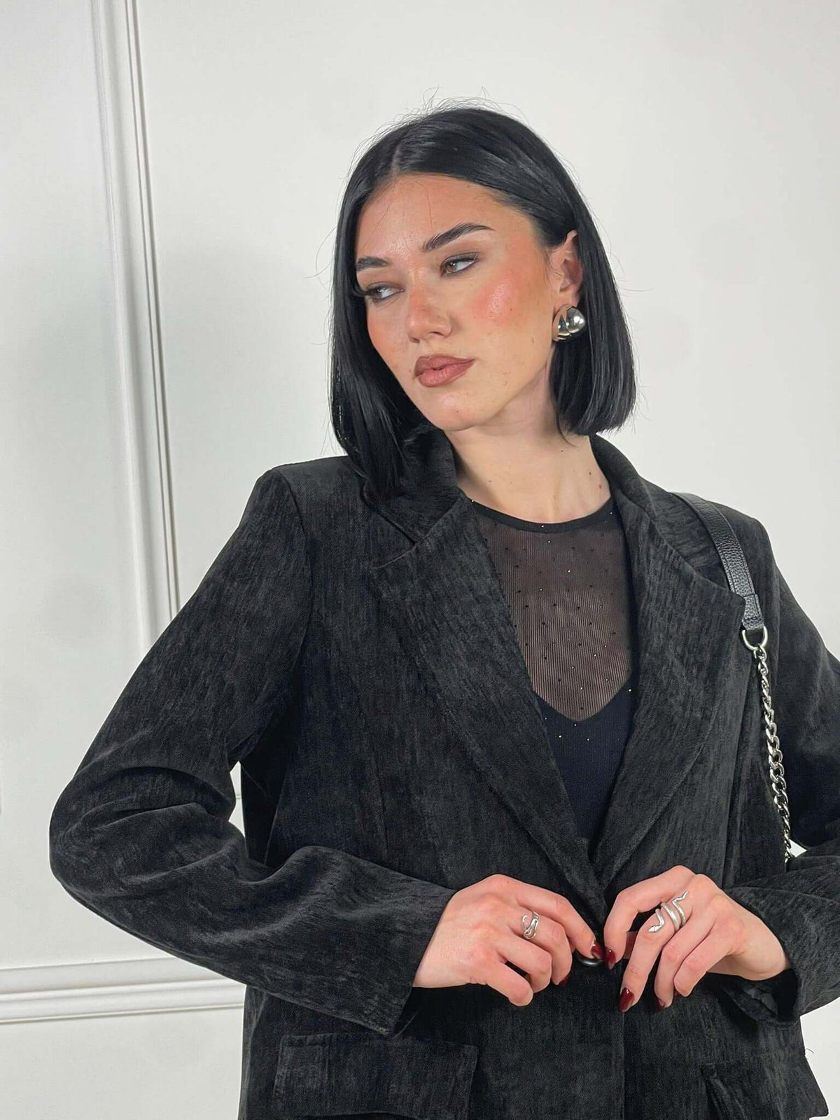 Chaqueta de terciopelo liso