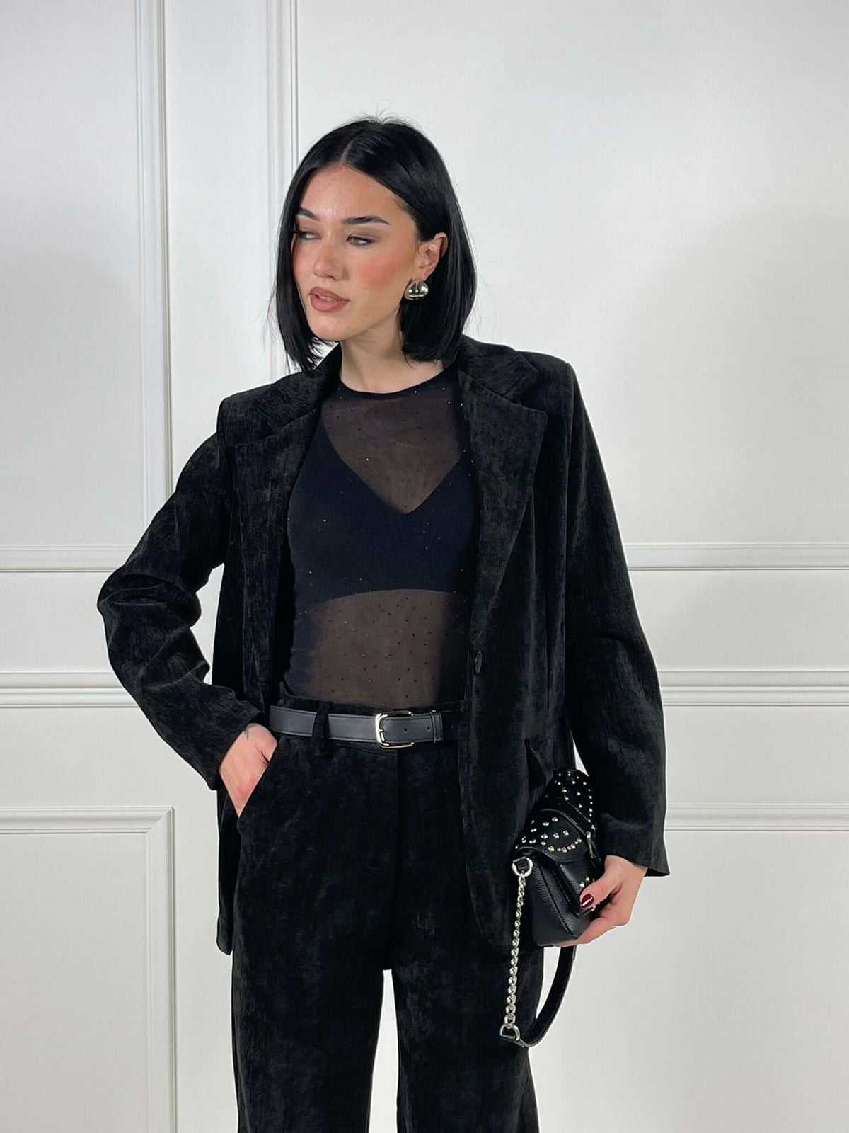Chaqueta de terciopelo liso