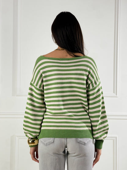 Jersey escote en V a rayas