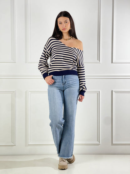 Jersey escote en V a rayas