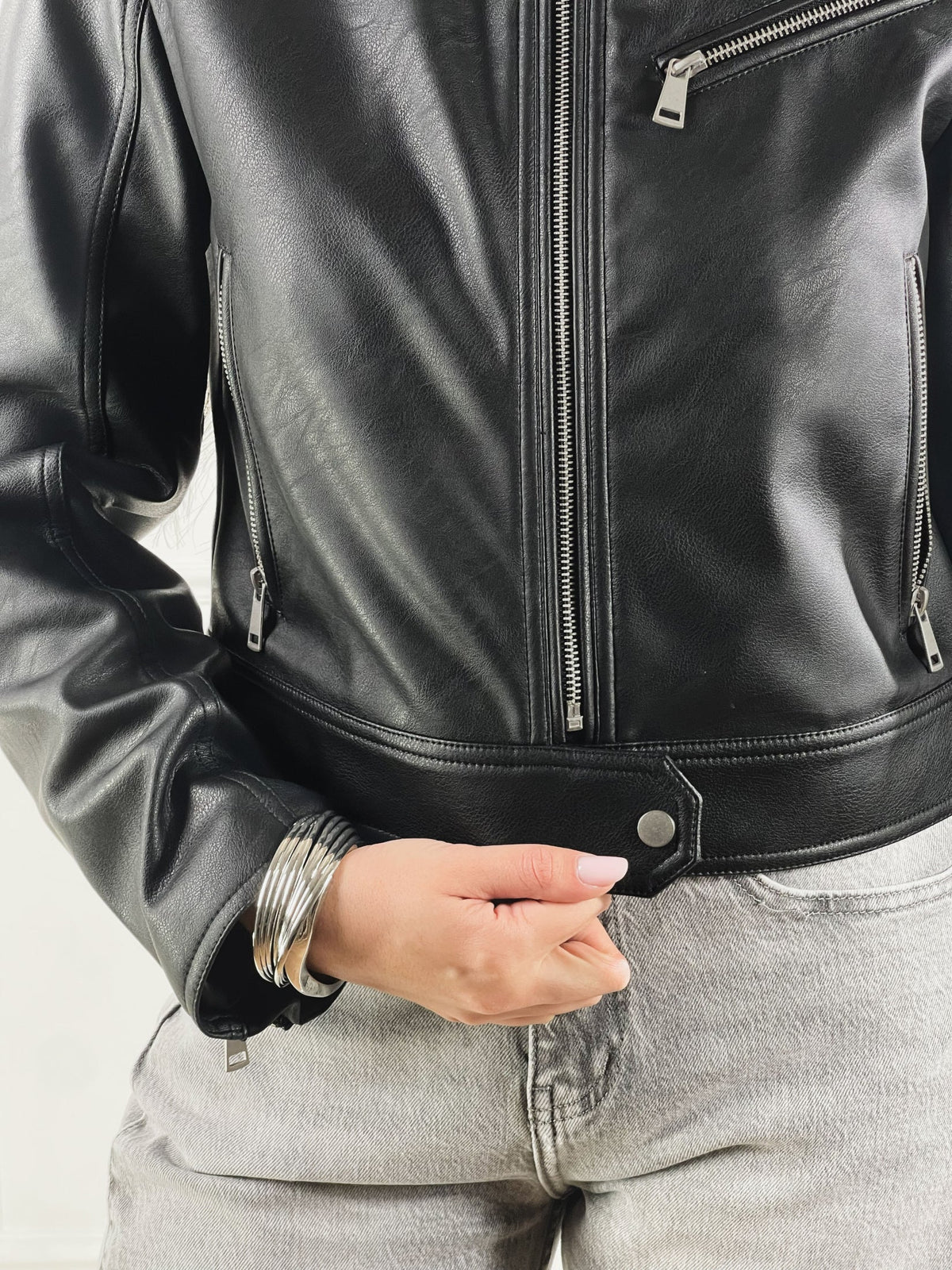 Cazadora biker efecto piel
