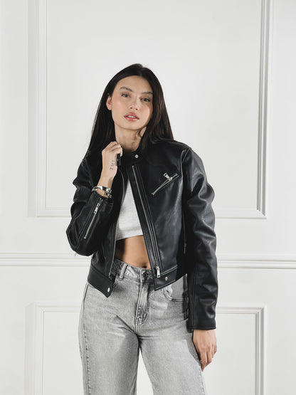 Cazadora biker efecto piel