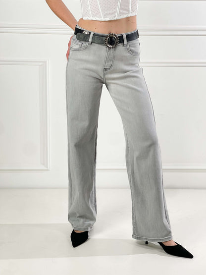 Jeans wide leg gris
