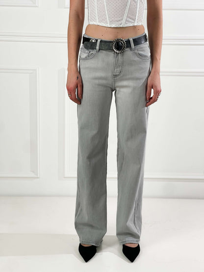 Jeans wide leg gris