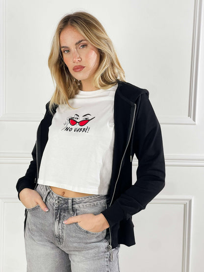 Sudadera básica con capucha y cremallera