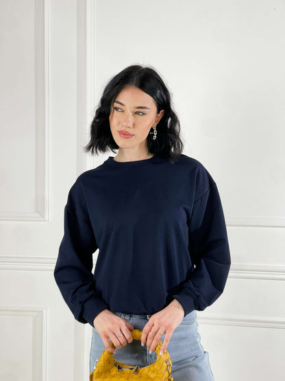 Sudadera básica de cuello redondo