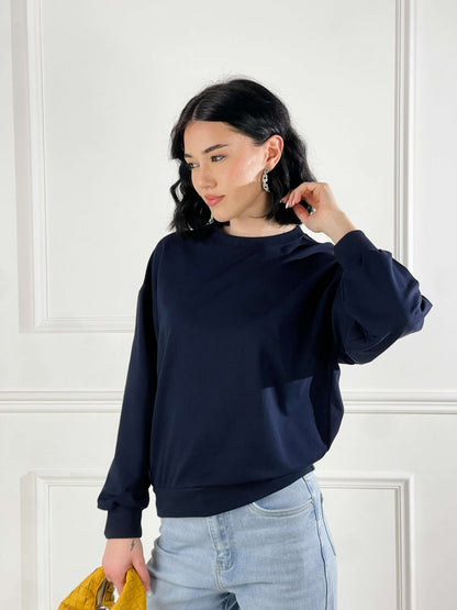 Sudadera básica de cuello redondo