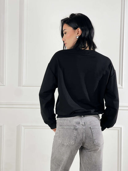 Sudadera básica de cuello redondo