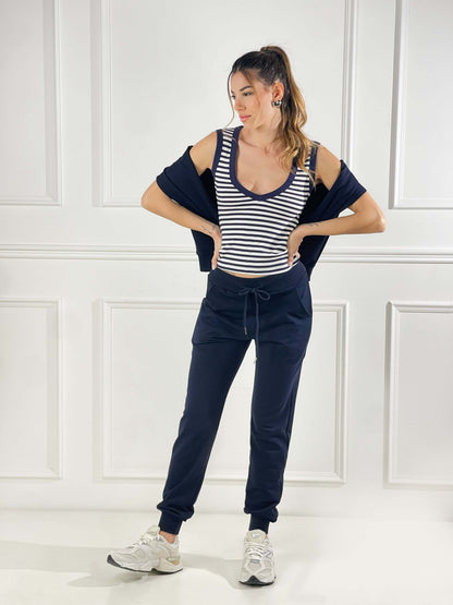 Pantalón de felpa con elástico en el tobillo