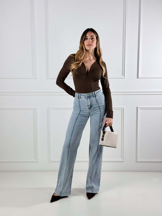 Body escote de corazón con micro strass