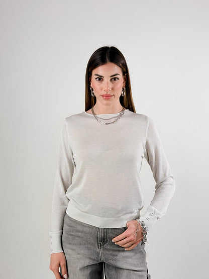 Jersey de cuello redondo lúrex