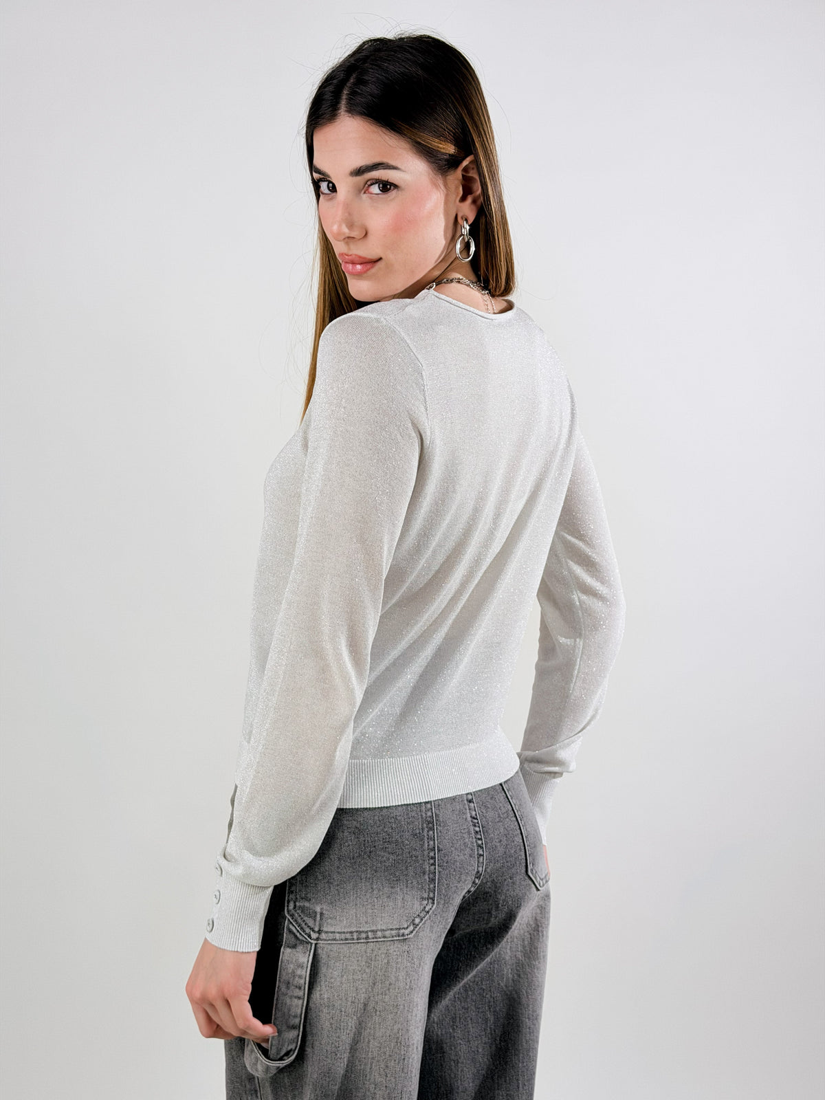 Jersey de cuello redondo lúrex