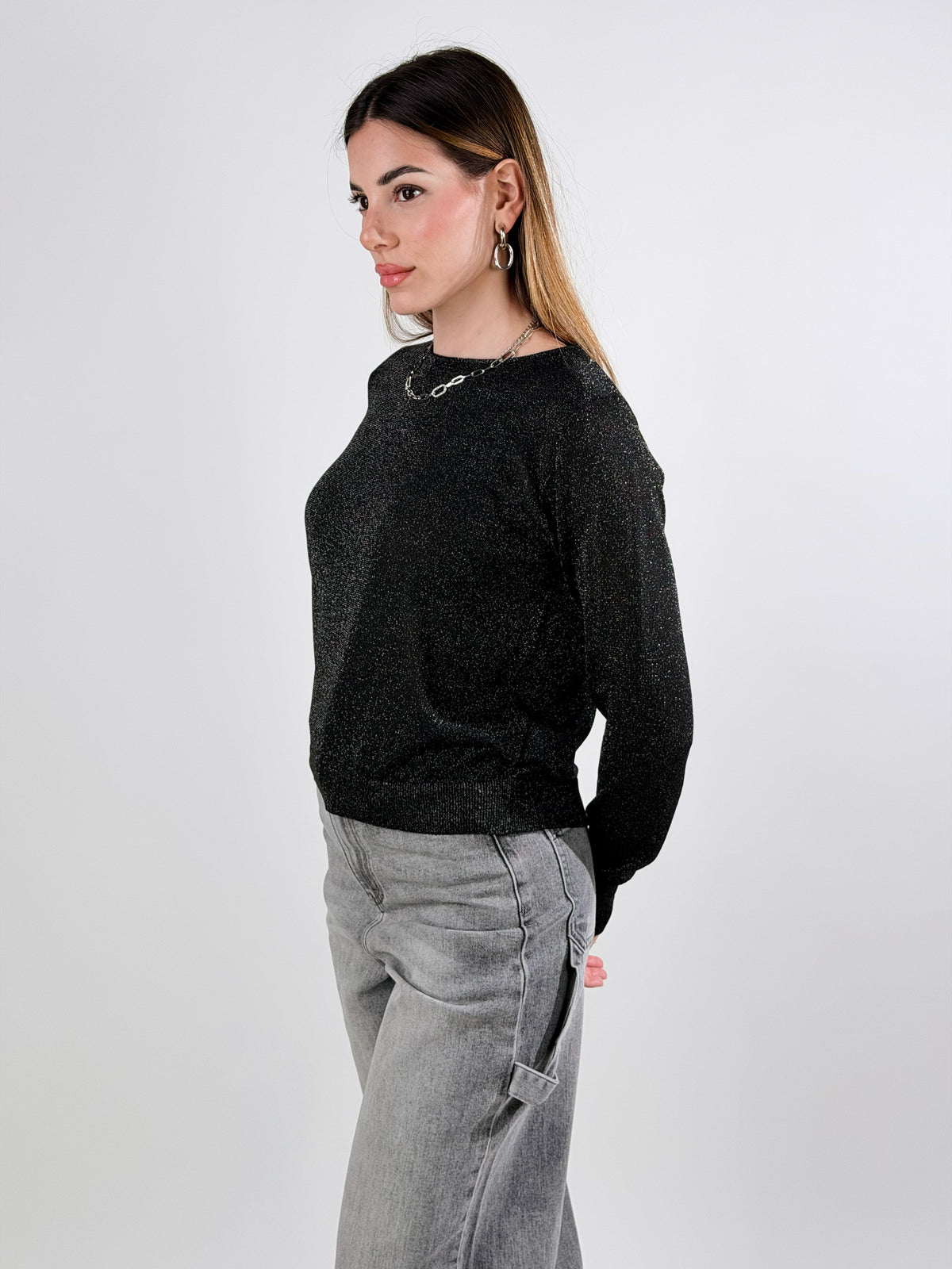 Jersey de cuello redondo lúrex